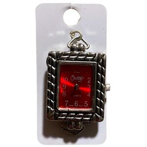 NWT Silver and Red Watch Face